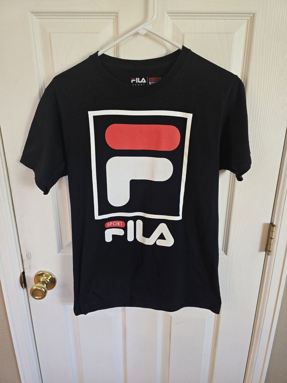 Fila Black Tee with White & Red Logo